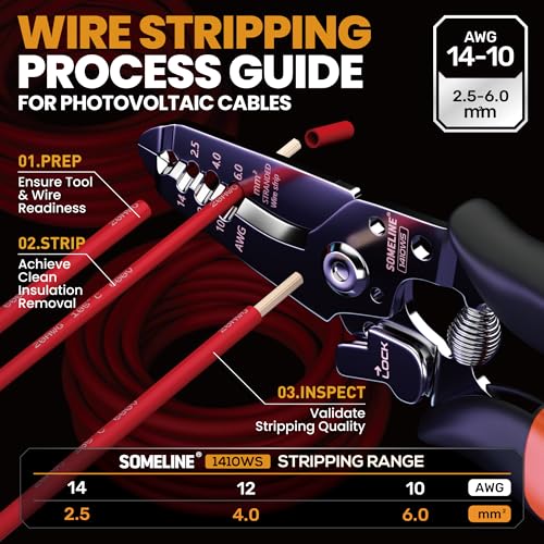 SOMELINE Solar Connector Crimping Tool Kit, 14-10 AWG Crimper for Solar Panel Cables, Tool Kit with 12 Pairs of Solar Connectors and Wrench and Stripper and Crimper, Solar Panel Connectors - Image 5