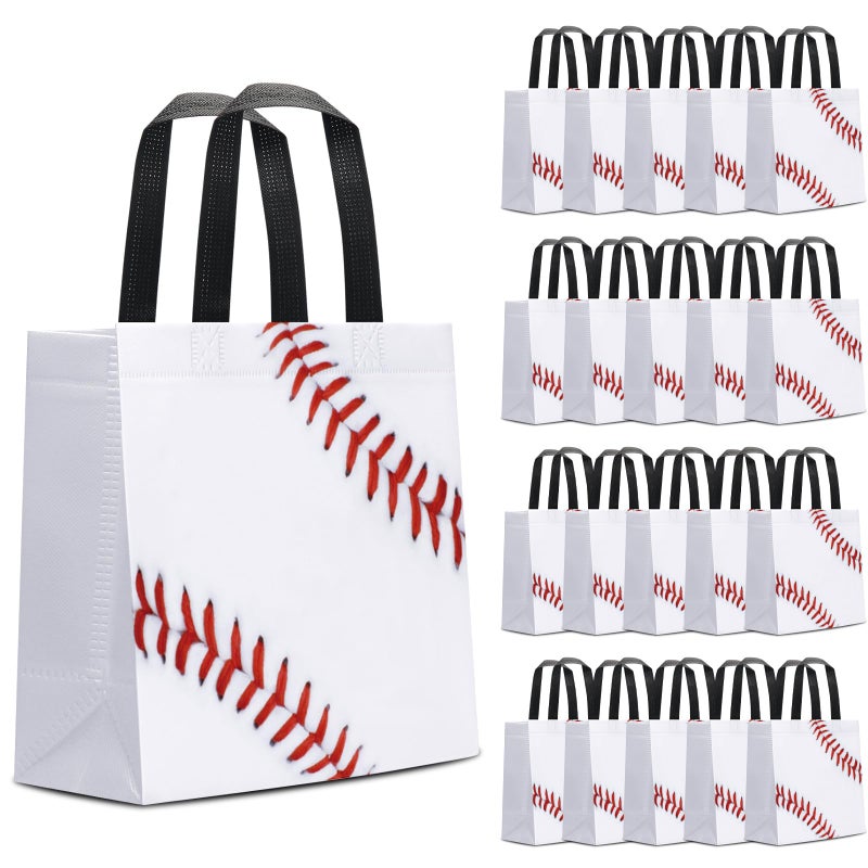KERINGO 24 PCS Baseball Gift Bags Sports Party Favor with Handles Reusable Baseball Goodie Snack Favor Bag Non Woven Party Favor Bags for Sports Birthday Supplies - Image 1