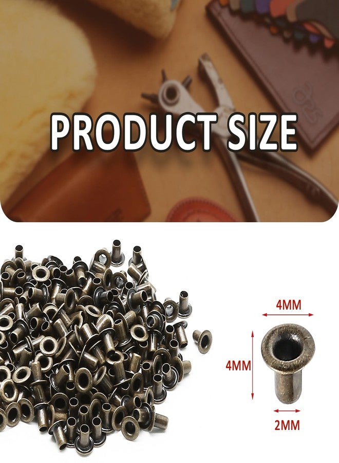 Litoexpe 2MM Tiny Grommets Eyelets 200 Pcs, Self Backing Eyelets for Bead Cores, Clothes, Leather, Canvas (Antique Brass) - Image 2
