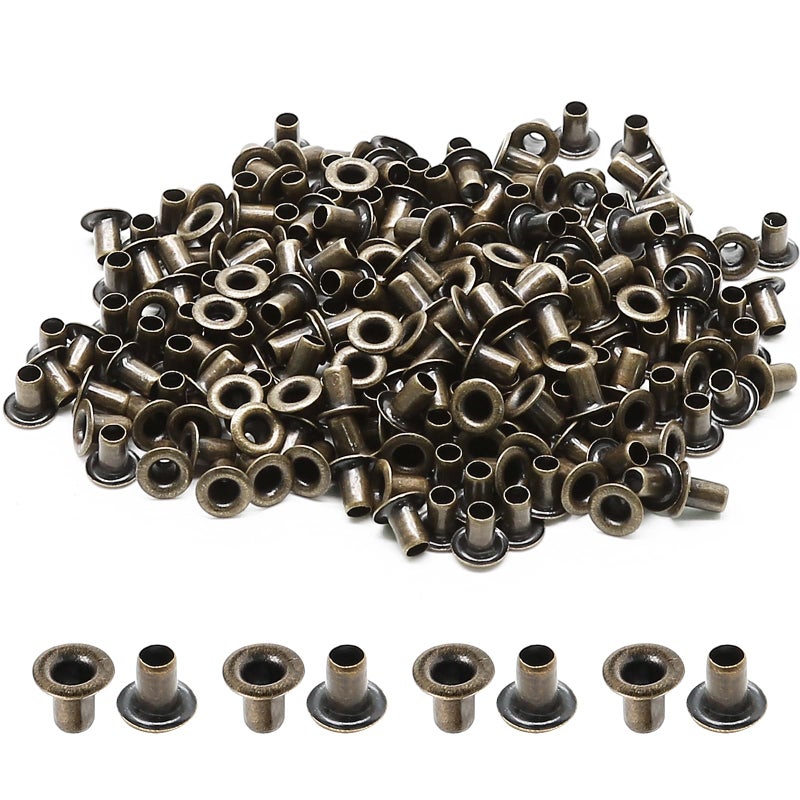 Litoexpe 2MM Tiny Grommets Eyelets 200 Pcs, Self Backing Eyelets for Bead Cores, Clothes, Leather, Canvas (Antique Brass) - Image 1