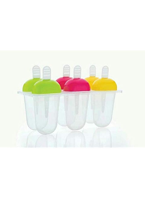 Ice Candy Kulfi Maker Mould ice Stick Trays Classic Reusable Ice Pop Mold Frozen Ice Cream Mould Tray of 6 Candy with Reusable Stick Set of 1pc Multicolor