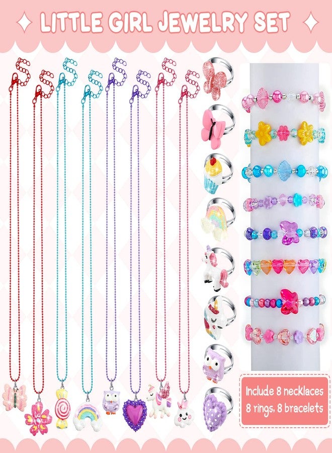 سوريو مجموعة مجوهرات عيد الميلاد للفتيات الصغيرات مكونة من 24 قطعة، قلادة يونيكورن لطيفة، سوار منسوج، خاتم، هدية لحفلة تنكرية (بنمط زهور) - Image 3