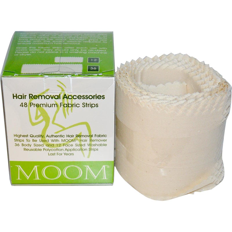 Hair Removal Accessories Fabric Strips by Moom  48 Strips 2 Pack