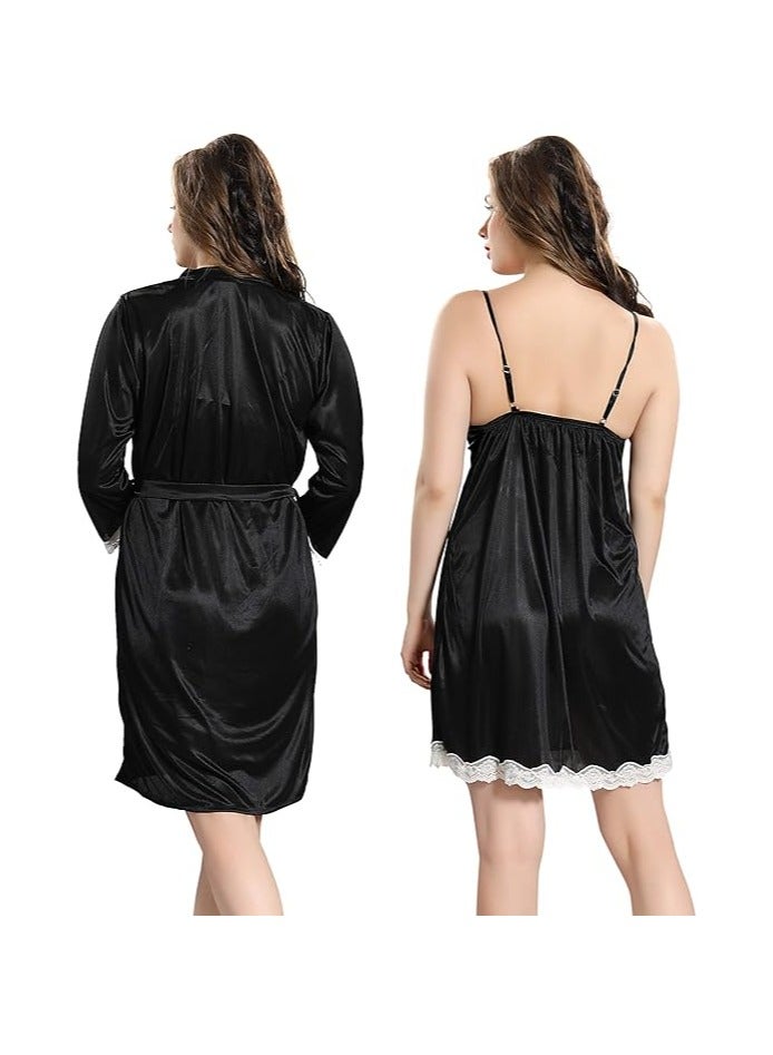 Accessorize Kingdom Women's Satin Printed Knee Length Nighty  - Image 4