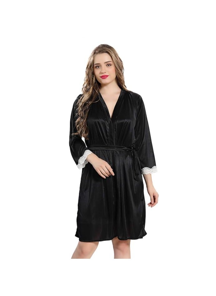 Accessorize Kingdom Women's Satin Printed Knee Length Nighty  - Image 5