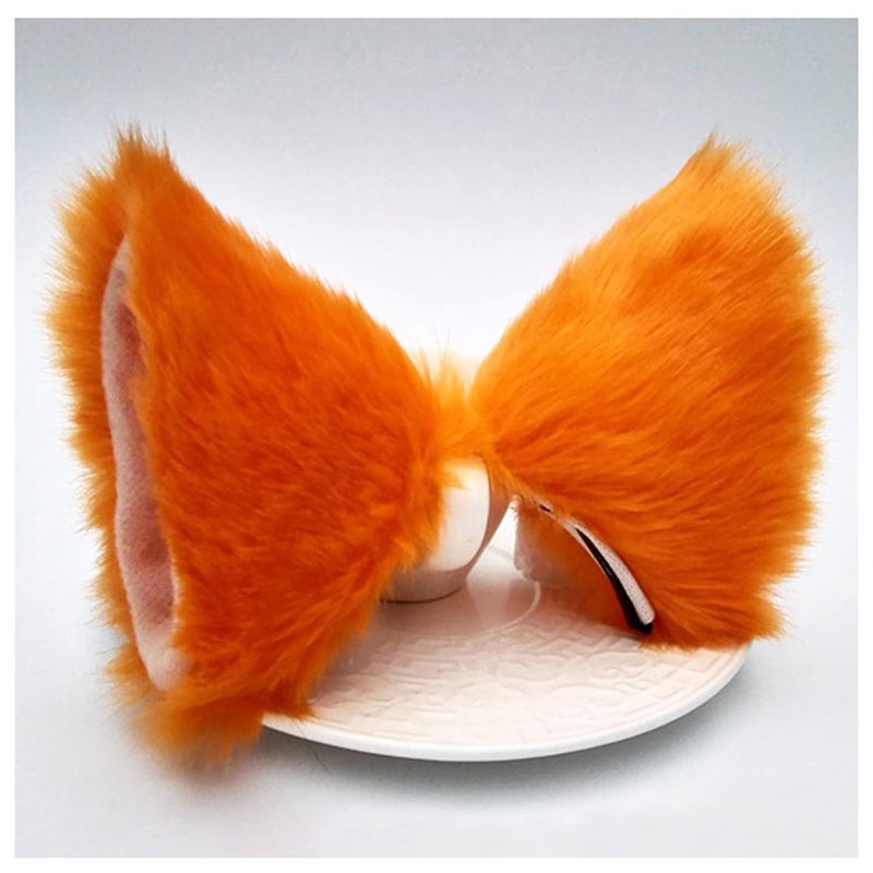 Cat Ears Hair Clips Halloween Kitty Fox Ears Barrettes Women Furry Kitten Headpiece Hair Pins Cat Hairpin Headband Christmas Party Decoration Cosplay Costume Cute Hair Accessories Orange with Pink