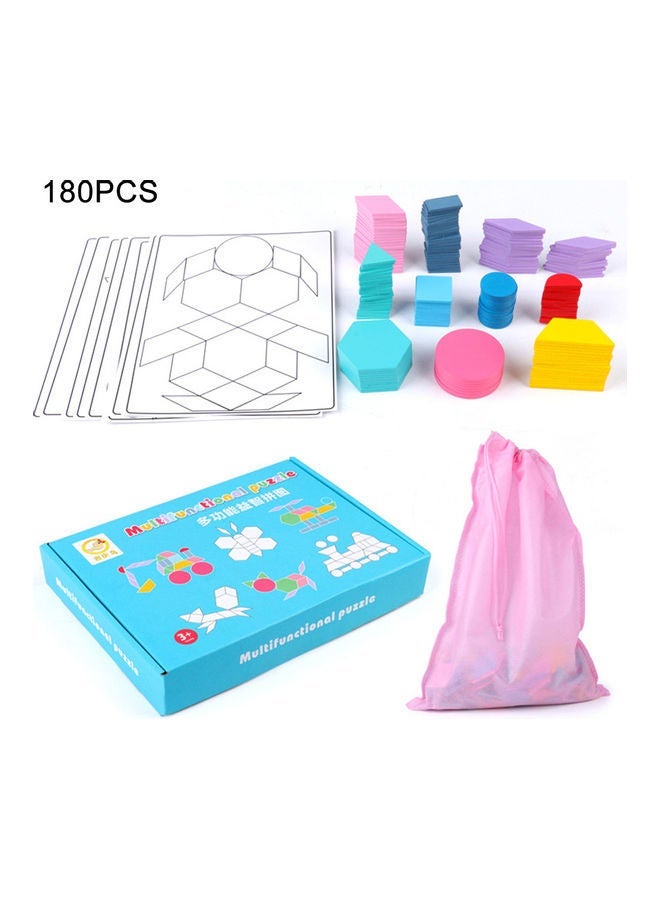 NIBEMINENT 180-Piece Wooden Geometric Puzzle Card Set - Image 1