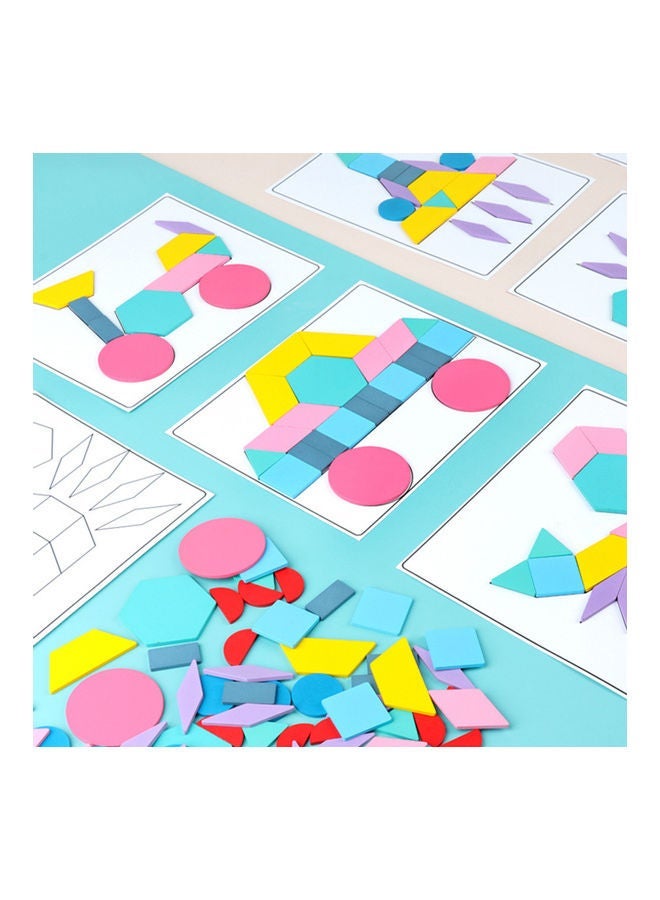 NIBEMINENT 180-Piece Wooden Geometric Puzzle Card Set - Image 5