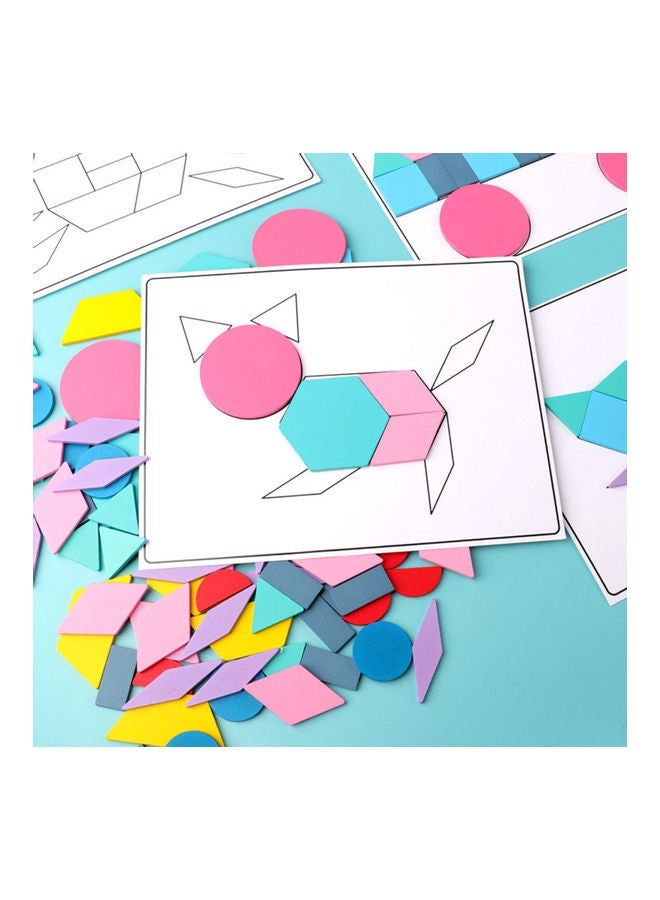 NIBEMINENT 180-Piece Wooden Geometric Puzzle Card Set - Image 3