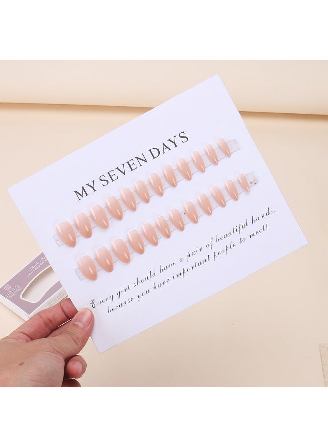 RESONIX 24PCS Medium Almond Nude Press-On Nails – Full Cover Glossy Fake Nails with Jelly Gels & File Kit for Women, Perfect for Prom, Party, Wedding - Image 2