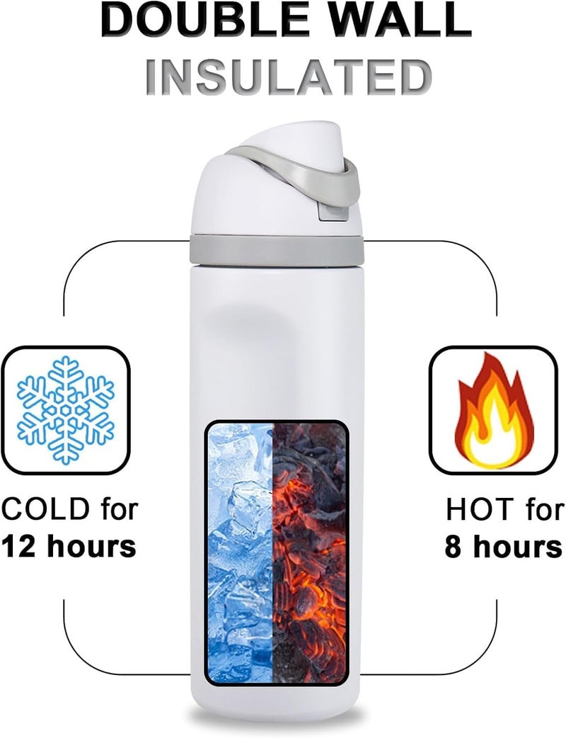 Pepisk Stainless Steel Sports Insulated Water Bottle with Straw Lid and Carry Handle, Lightweight for Gym, Cycling and Travel, Fits Both Hot and Cold Drinks, 600ml (White) - Image 4