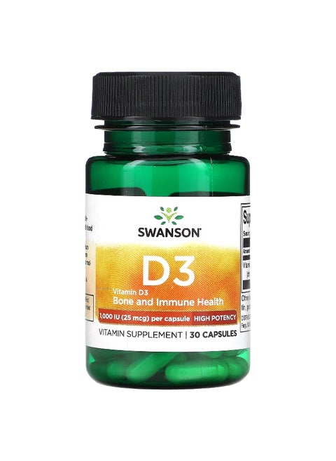 Swanson, Vitamin D3, High Potency, 25 mcg (1,000 IU), 30 Capsules