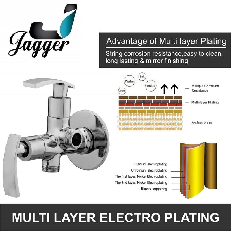 JAGGER JTO2217 Full Brass 2 In 1 Or Two Way Angle Valve For Bthroom/Toilet For Faucet Or Cistern Connection With Teflon Tape And Wall Flange (SOFT) - Image 3