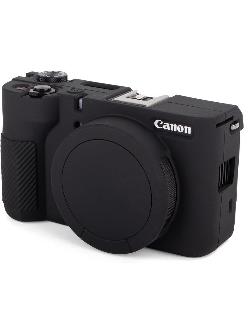 Case for Canon Powershot V1 Camera, Soft Silicone Rubber Protective Cover with Removable Lens Cover for Canon V1 Vlog Camera, Anti-Scratch Slim Fit Soft Skin Case (Black) - Image 2