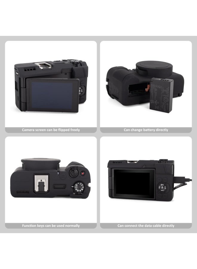 Case for Canon Powershot V1 Camera, Soft Silicone Rubber Protective Cover with Removable Lens Cover for Canon V1 Vlog Camera, Anti-Scratch Slim Fit Soft Skin Case (Black) - Image 4