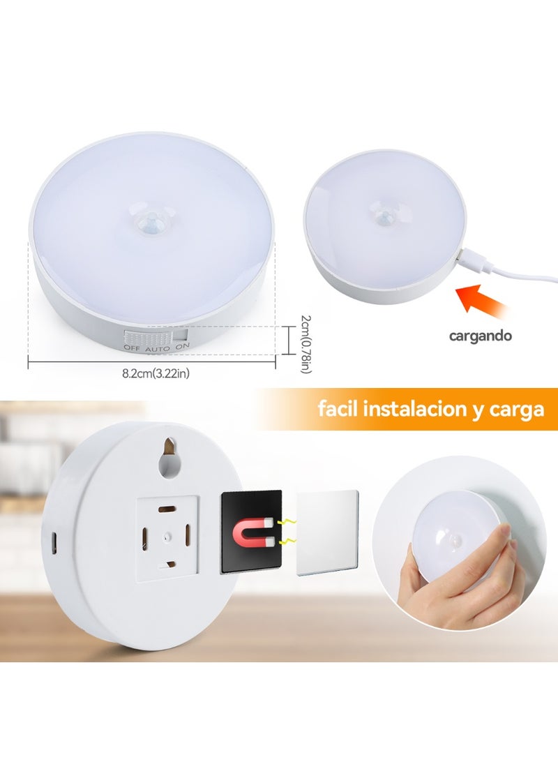 AQUILUX 6-Piece Wireless Battery-Powered LED Night Motion Sensor Light, White, Motion Sensor + Switch, Dimensions 8.6×8.6×2 cm - Image 4