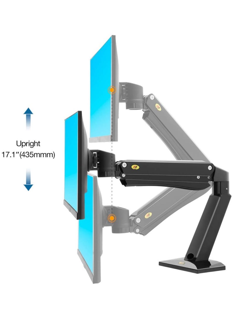 NB North Bayou Dual Monitor Desk Stand Full Motion Swivel Computer Arm For Two Screens 17-27 Inch with 4.4~19.8lbs Load Capacity Each Display F160 Black - Image 4