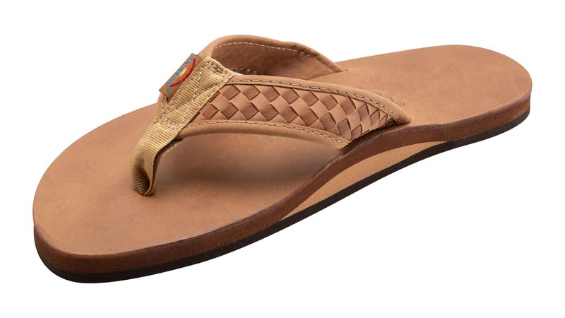 Rainbow Sandals Mens The Bentley Luxury Leather Single Layer Arch Hand Woven Strap Buckskin Mens Size 1112