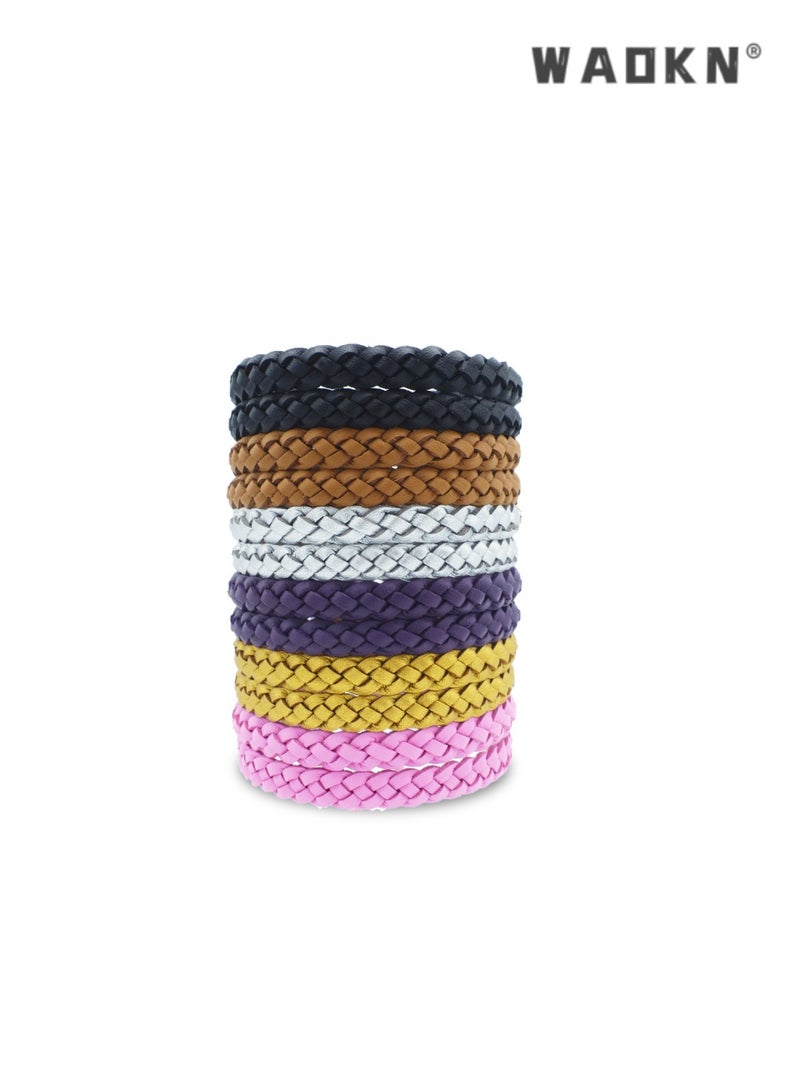 WAOKN Mosquito Repellent Bracelet 12 Pcs, Insect Mosquito Killer Natural Ingredient for Adults,Solid Color Leather Insect & Bug Repellent Wrist Bands for Kids & Adults Outdoor Camping Fishing Traveling, Long-lasting 300 Hours for Adults and Children - Image 3