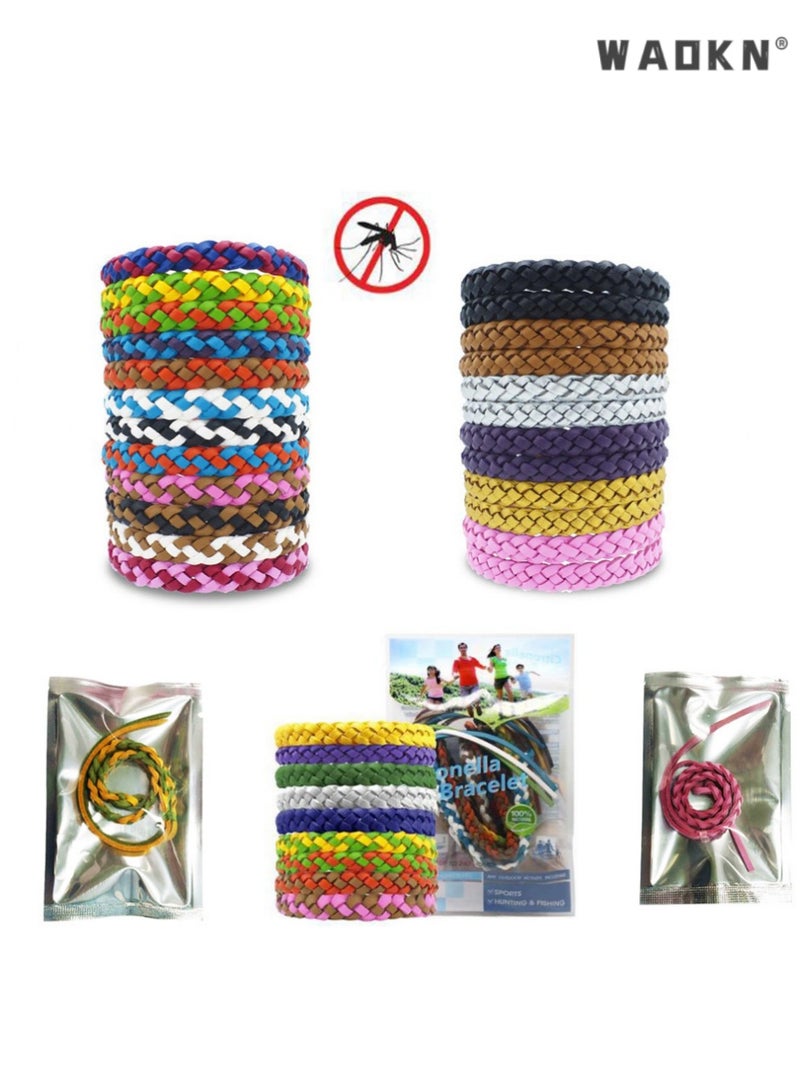 WAOKN Mosquito Repellent Bracelet 12 Pcs, Insect Mosquito Killer Natural Ingredient for Adults,Solid Color Leather Insect & Bug Repellent Wrist Bands for Kids & Adults Outdoor Camping Fishing Traveling, Long-lasting 300 Hours for Adults and Children - Image 2