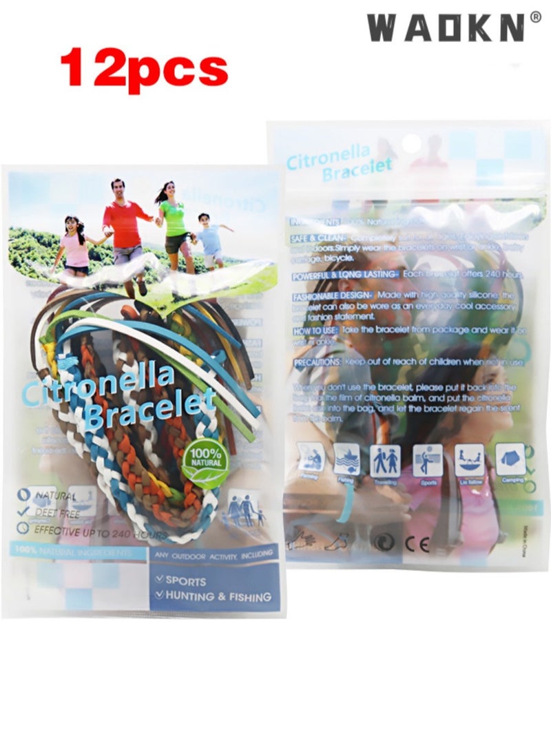 WAOKN Mosquito Repellent Bracelet 12 Pcs, Insect Mosquito Killer Natural Ingredient for Adults,Solid Color Leather Insect & Bug Repellent Wrist Bands for Kids & Adults Outdoor Camping Fishing Traveling, Long-lasting 300 Hours for Adults and Children - Image 1