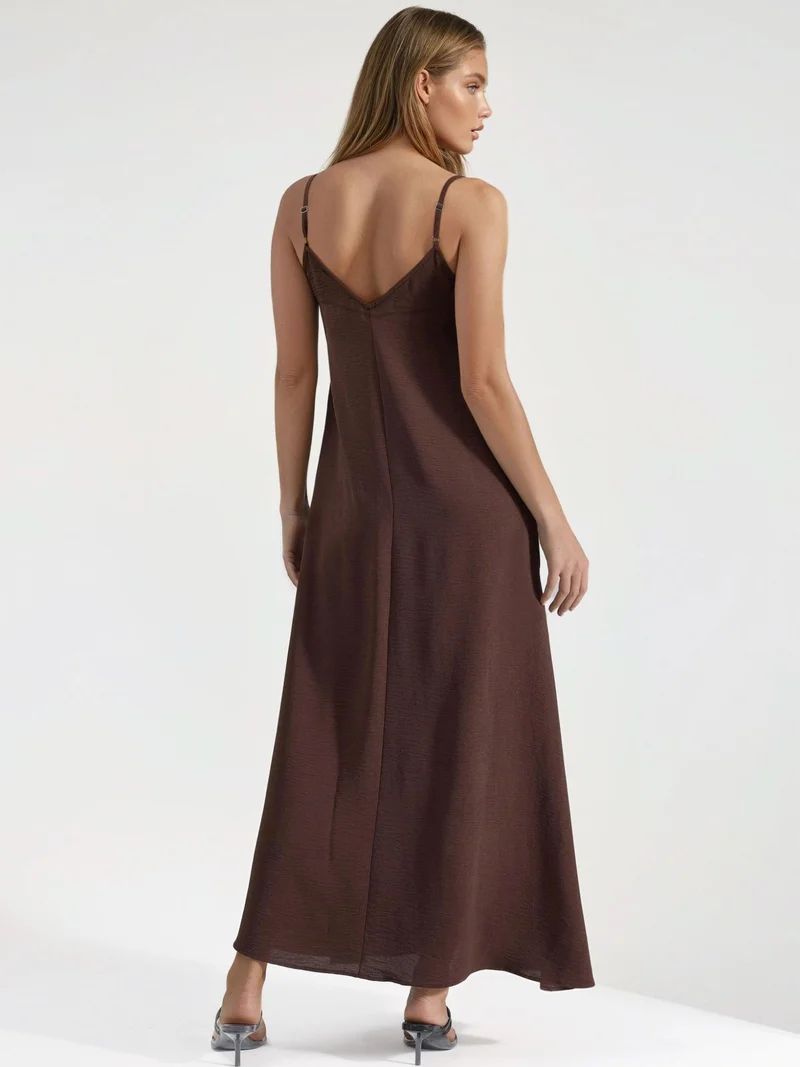 HICCUP Mocha Brown A-Form Maxi Dress for Women | Best Price UAE