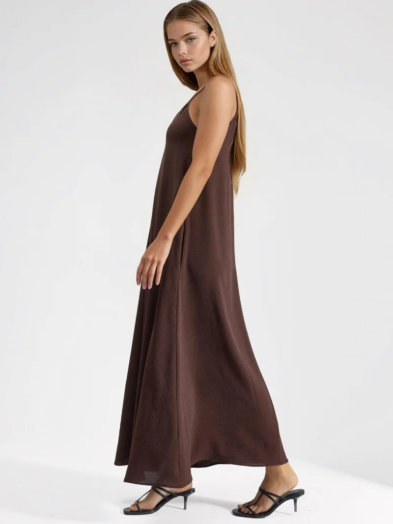 HICCUP Mocha Brown A-Form Maxi Dress for Women | Best Price UAE