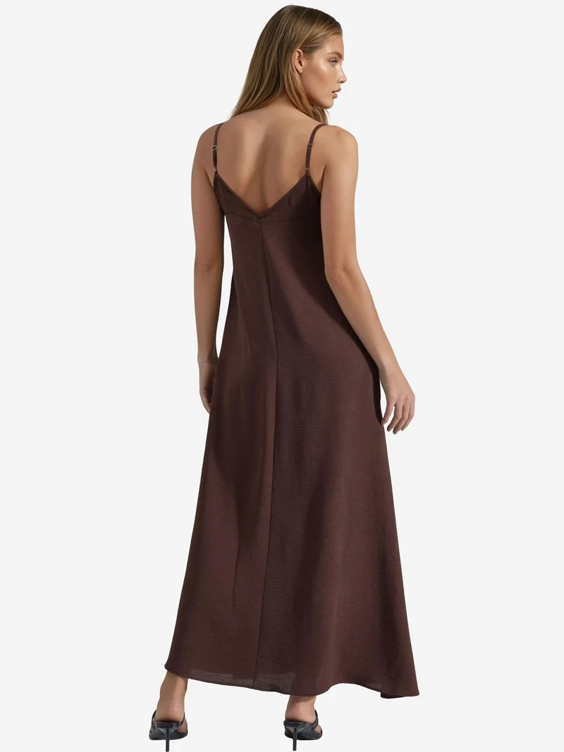 Hiccup Mocha Brown A-Form Maxi Dress for Women | Best Price UAE