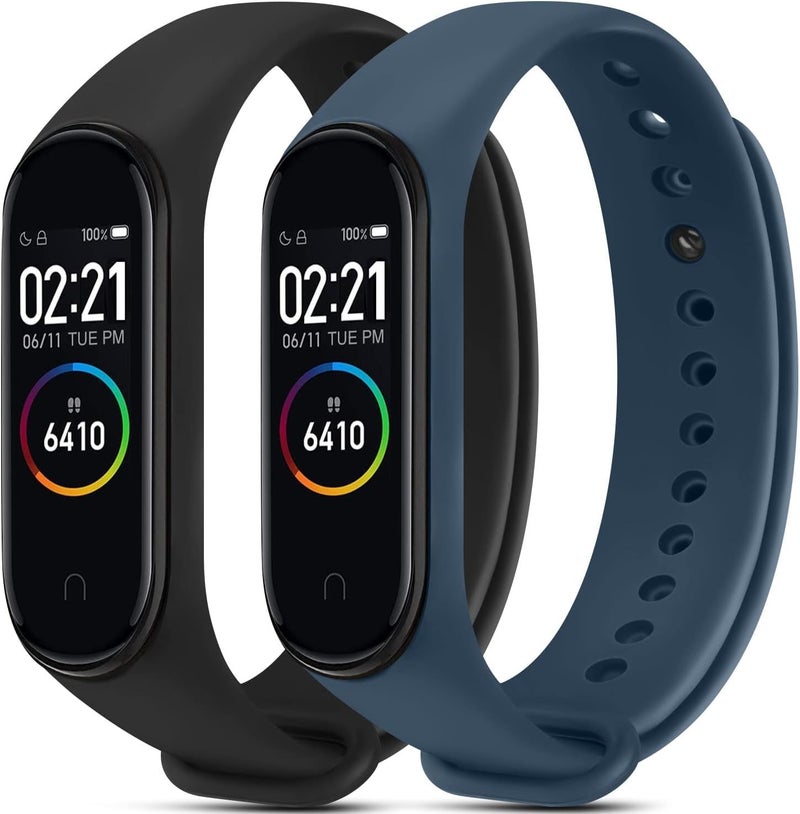 CERLINK Silicone Strap for Mi Band 5/Mi band 6 Xiaomi Smartwatch Band Lightweight Waterproof Sports & Fitness Straps (Black,Blue) - Image 1