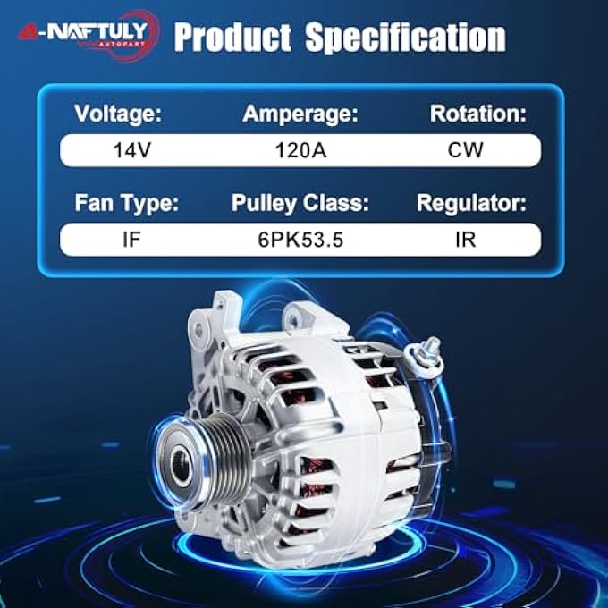 A-NAFTULY Alternator Fits for 2014 2015 2016 2017 2018 2019 Chevy Silverado 1500 2500 3500 Suburban Tahoe GMC Sierra Yukon XL Cadillac Escalade, 4.3L 5.3L 6.0L 6.2L 6.6L,150A, 84143542 (All New) - Image 5