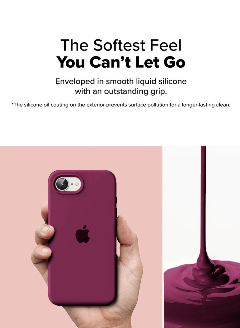 Wtech Apple iPhone 17e 5G 2026 Premium Soft Liquid Silicone Case Cover (MCRPSN) - Plum - Image 4
