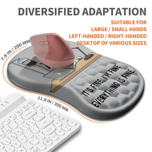 Armanza Ergonomic Joint Wrist Support Mouse Pad with Memory Foam Cushion Massage Bump, Carpal Tunnel Pain Relief Mousepad Slope Design for Wrist Rest, 11.8x7.9 in, Funny Coffee Cat - Image 5