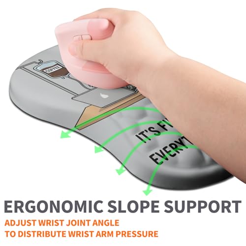 Armanza Ergonomic Joint Wrist Support Mouse Pad with Memory Foam Cushion Massage Bump, Carpal Tunnel Pain Relief Mousepad Slope Design for Wrist Rest, 11.8x7.9 in, Funny Coffee Cat - Image 2