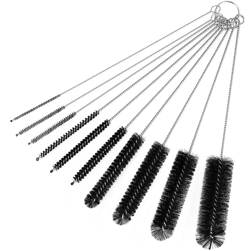 CiaraQ Bottle Cleaning Brushes 98 Inch Nylon Tube Brush Set Cleaner for Narrow Neck Bottles Cups with Hook Set of 10pcs Black