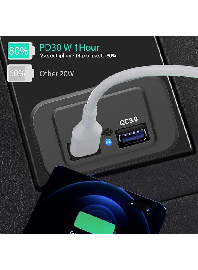 NALACAL شاحن سيارة بمنفذين 12 فولت/24 فولت، 58 وات، شحن سريع مزدوج، منفذ PD Type-C وQc3.0، مثبت على الحائط، محول طاقة للسيارة والدراجة النارية والقوارب والحافلات والشاحنات - Image 2