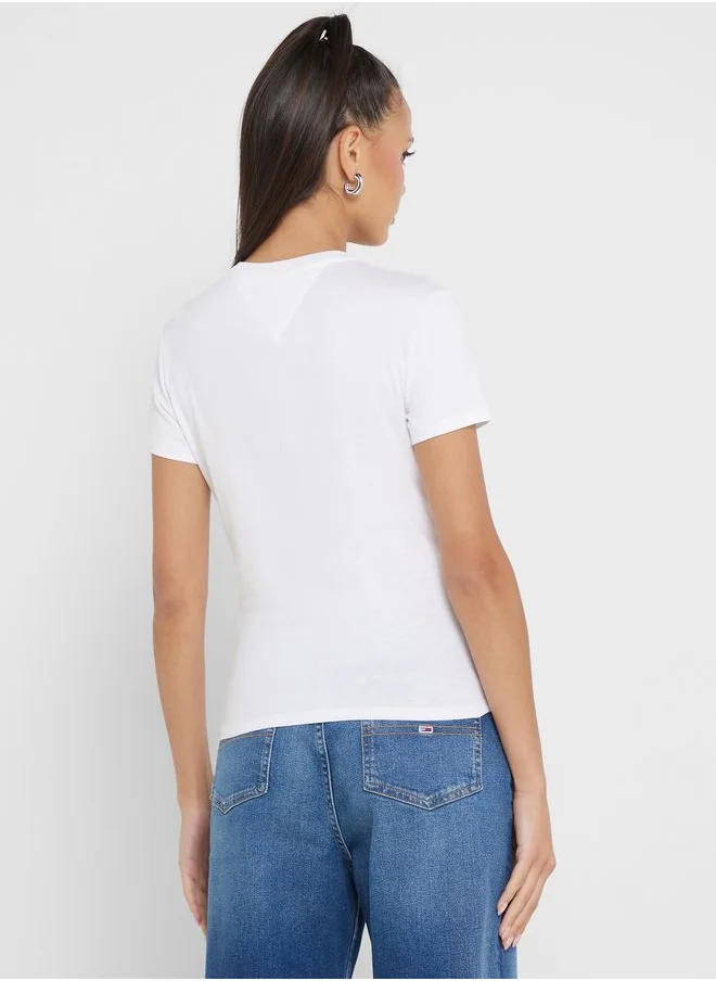 TOMMY JEANS Crew Neck Logo Printed T-Shirt