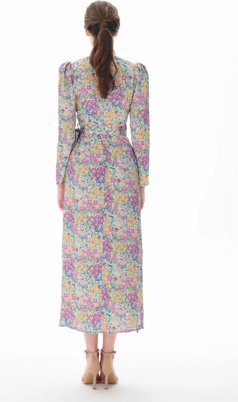 ميها Mint Long Dress with Double Breasted Front Closure
