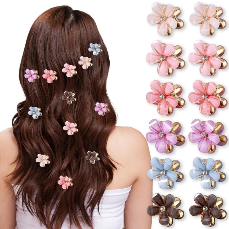 Samyak 12 Pcs Hair Clips Set | Cute Mini Studded Hair Claws Trendy Hair Barrettes For Girls Women | Trendy Hair Clutch Combo Fashion Hair Accessories - Image 1