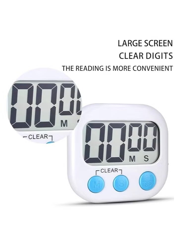 Large Screen Digital Kitchen Timer Magnetic Stopwatch Timer for Baking Kitchen Study Training Count-Up Counting Down Clock ,White - Image 4