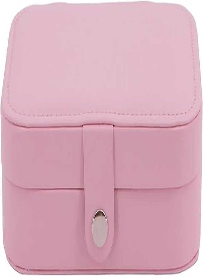 Amaal jewellery organisers box small PU Leather Zipper Portable Storage Box Case Dividers Container for Rings, Earrings, Necklace Home Organizer, Pink Locker Box For Jewellery Gift For Girls & Women - Image 1
