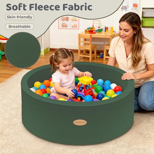 HARBOLLE 354 Soft Fleece Ball Pit Playpen for Toddlers Babies IndoorOutdoor Kids Foam Play Center for Boys Girls Green - Image 5