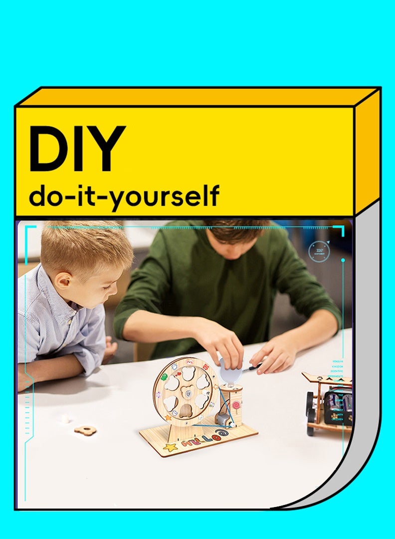 Scientific Experiment Manual Generator Kit, Wooden Hand Cranked Physics Toy , Educational Science Experiment Crafts DIY STEM Puzzle Generator Toy for Kids Ages 6-14 with Light Bulb (Color Random)  - Image 4