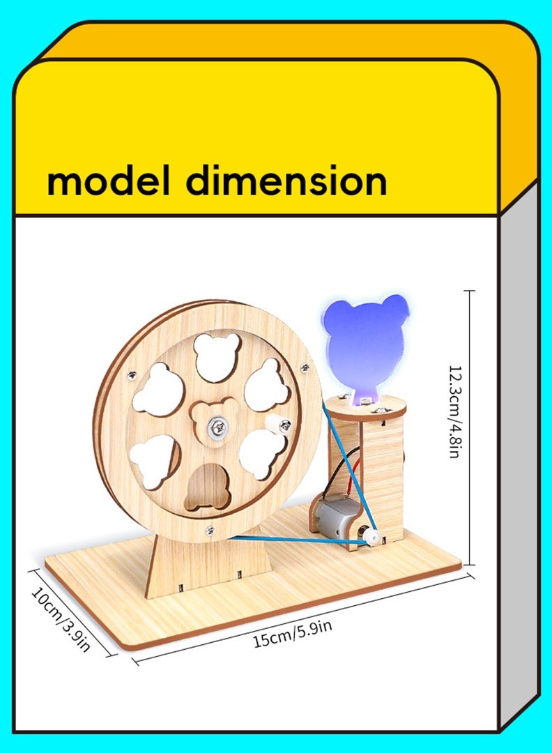 Scientific Experiment Manual Generator Kit, Wooden Hand Cranked Physics Toy , Educational Science Experiment Crafts DIY STEM Puzzle Generator Toy for Kids Ages 6-14 with Light Bulb (Color Random)  - Image 5