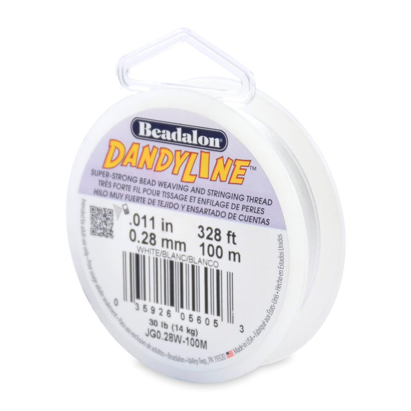 Beadalon Dandyline Bead Weaving Stringing Thread 028 mm 011 in White 100 m