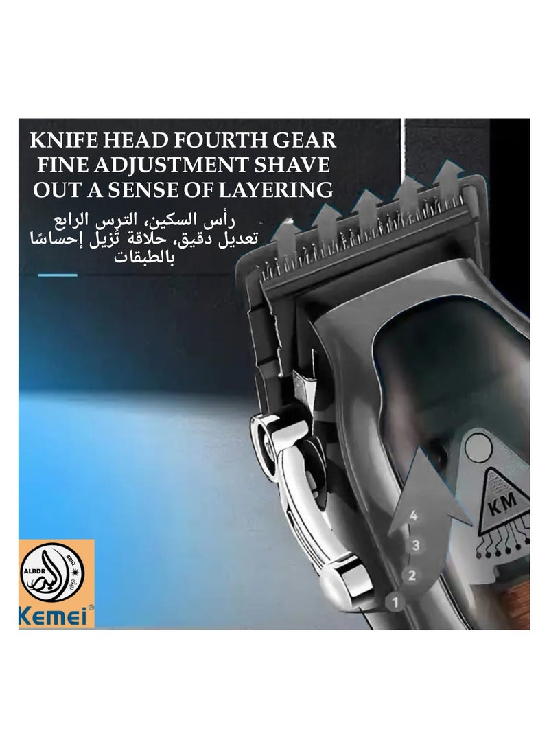 Kemei Km-1763 Colour Black 9000 Rpm In Munut  10W Powerful Adjustable Electric Shaver With Metal Body And Premium Magnetic Motor Saudi Version - Image 2