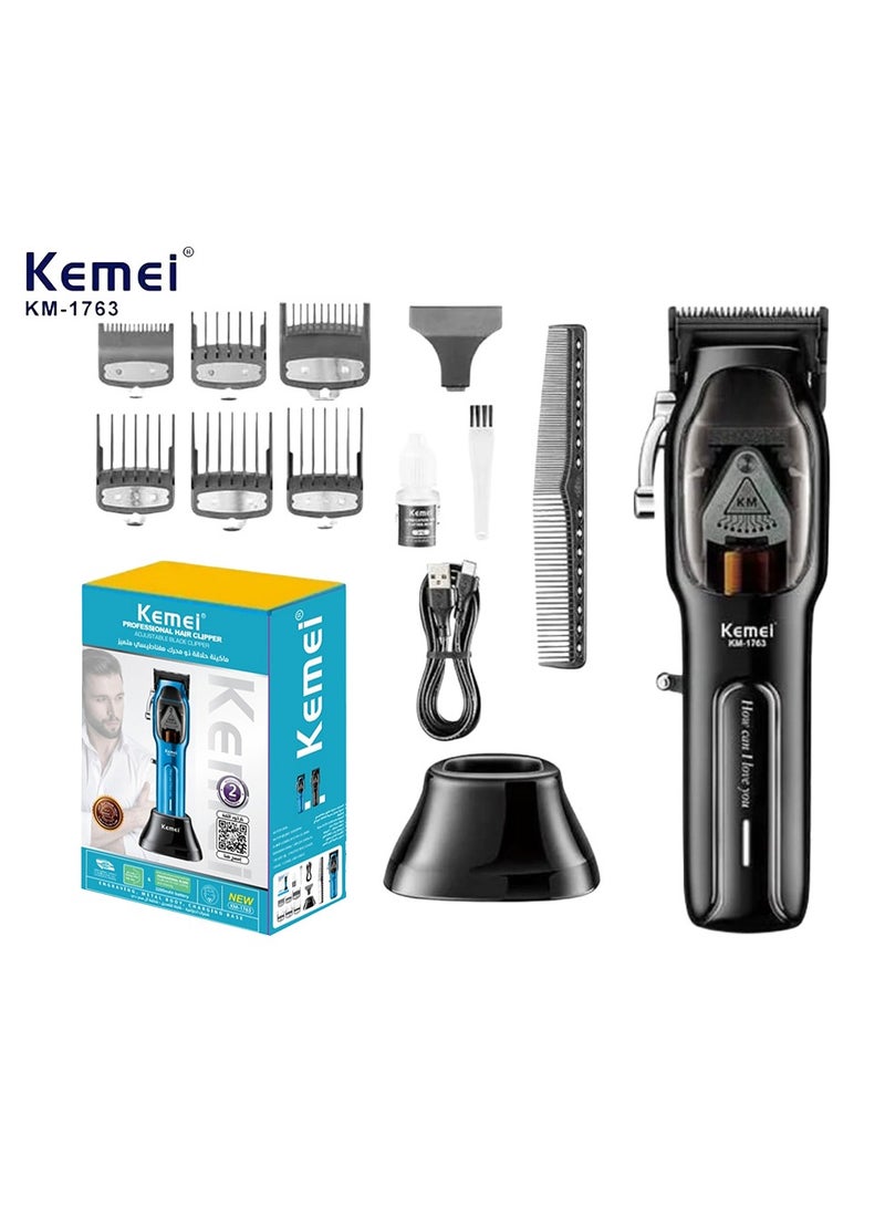 Kemei Km-1763 Colour Black 9000 Rpm In Munut  10W Powerful Adjustable Electric Shaver With Metal Body And Premium Magnetic Motor Saudi Version - Image 1