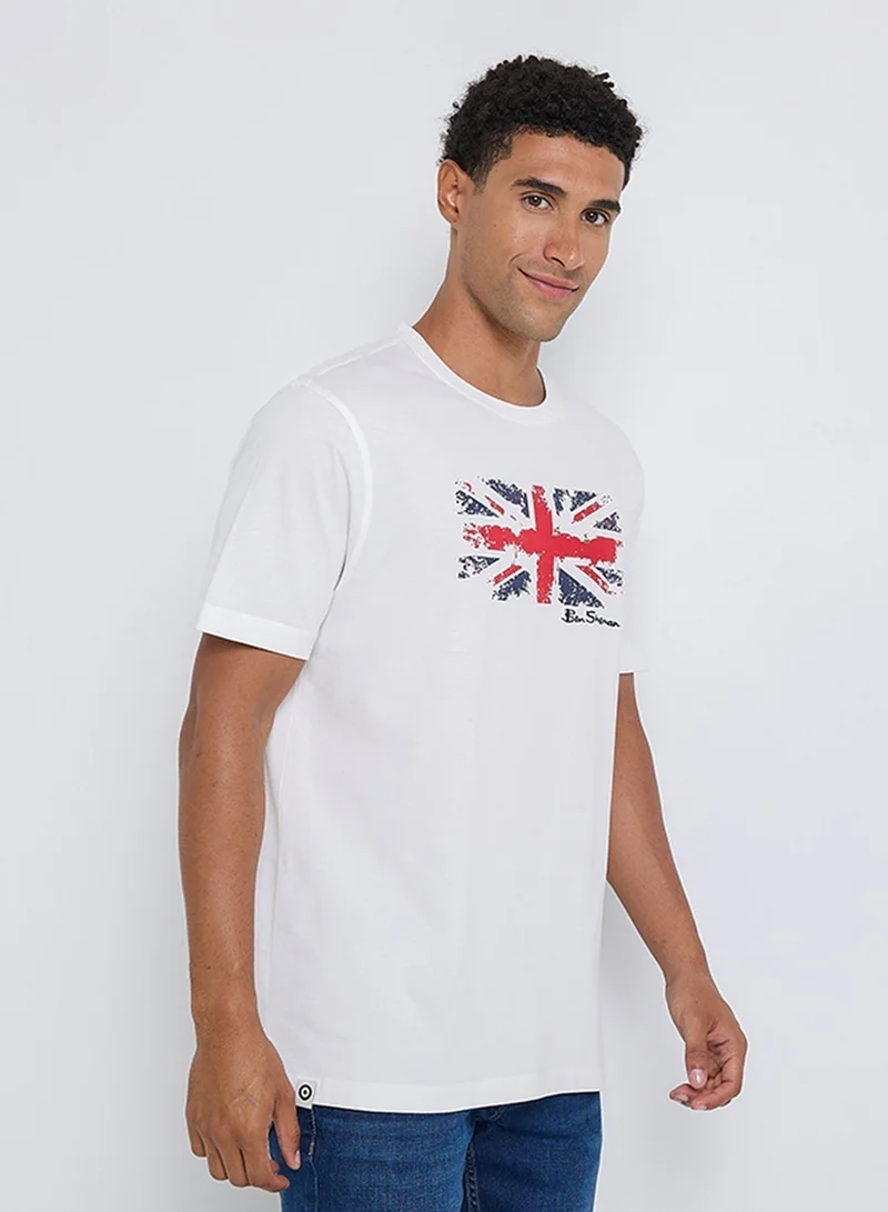 Ben Sherman Pima Cotton Chest Print Crew Neck T-Shirt