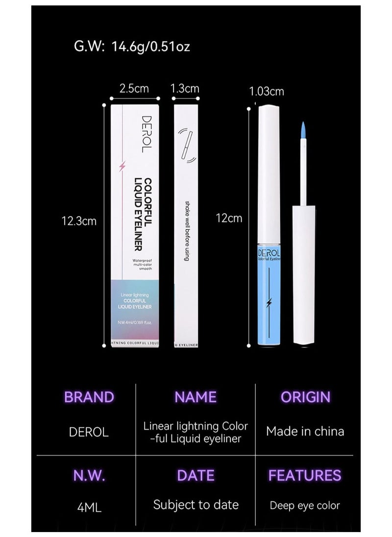 DEROL - Liquid Eyeliner Long Lasting Waterproof Professional Neon Makeup Colorful Eyeliners Set Sweat Smudge Proof Women Tool Kit,Soft,Smooth,Natural,Hyper Easy Suitable For Clubs, Stages, Parties - Image 1