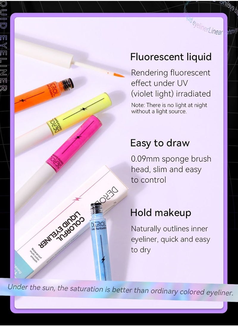 DEROL - Liquid Eyeliner Long Lasting Waterproof Professional Neon Makeup Colorful Eyeliners Set Sweat Smudge Proof Women Tool Kit,Soft,Smooth,Natural,Hyper Easy Suitable For Clubs, Stages, Parties - Image 1