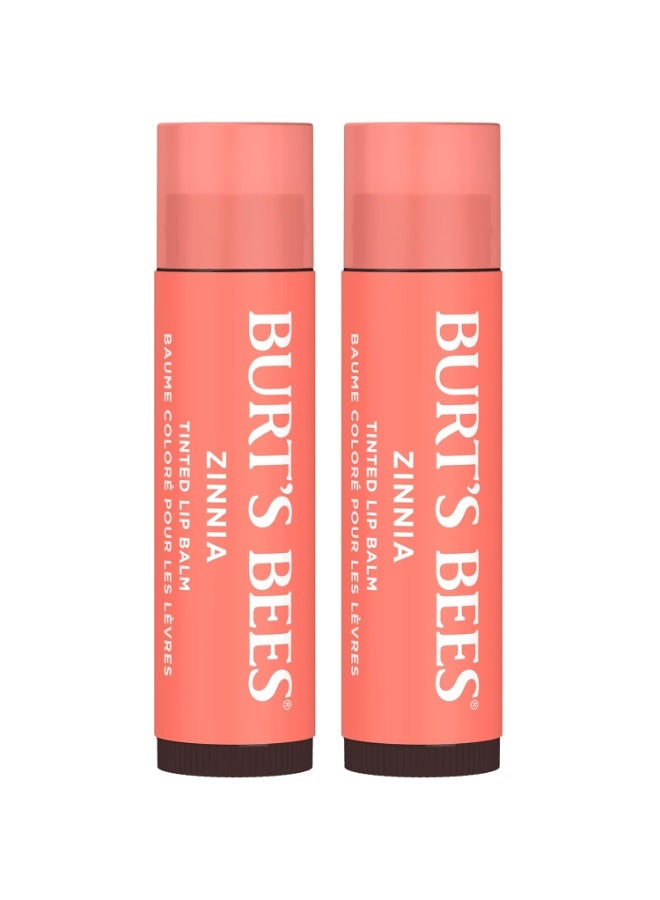 Burt's Bees 100% Natural Moisturizing Tinted Lip Balm, Zinnia, Pack of 2 | 4.25g Each - Image 1